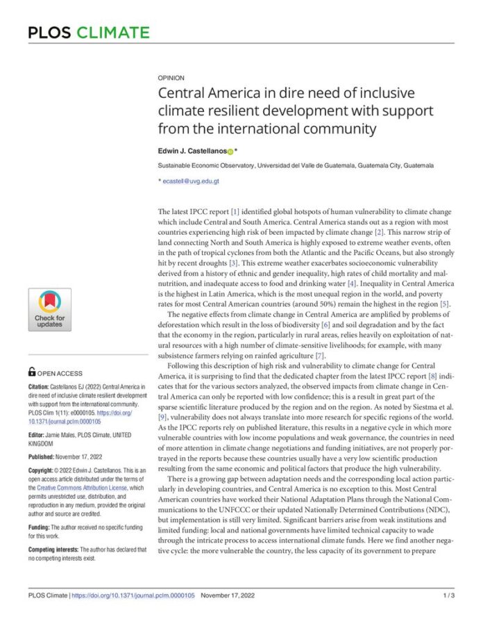 thumbnail of Castellanos PLOS Climate Opinion Central America 2022